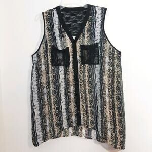 Robert Louis leopard & lace cutout back top shirt